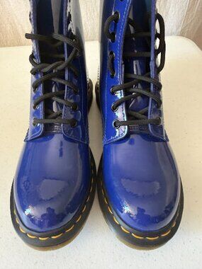 Dr. Martens Blue Leather Combat Boots Sz 38  | Like New | High Ankle